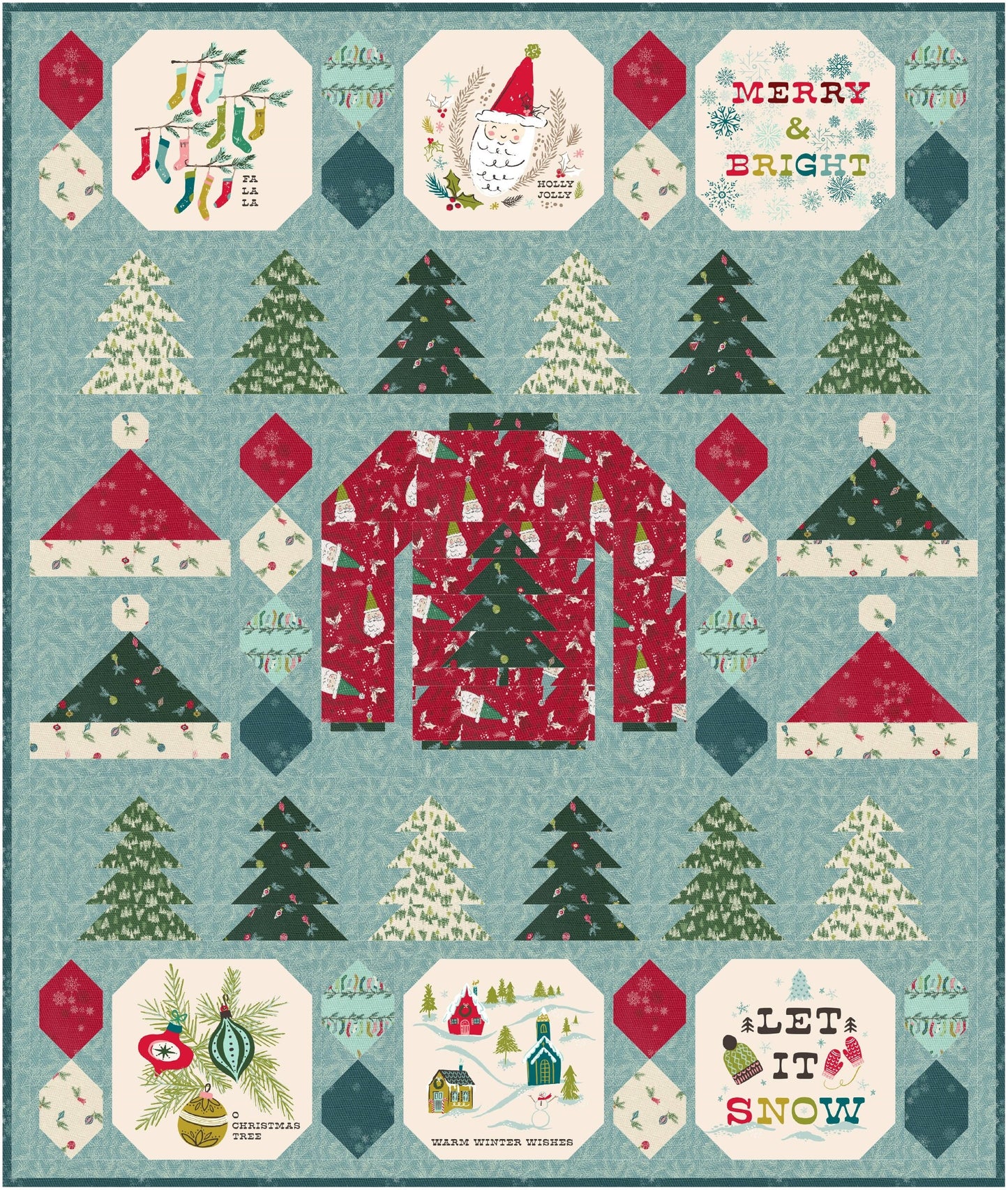 Cozy Wonderland Santa Natural White Cream by Fancy That Design House for Moda Retro Vintage Christmas Holiday Cotton Quilting Fabric by yard