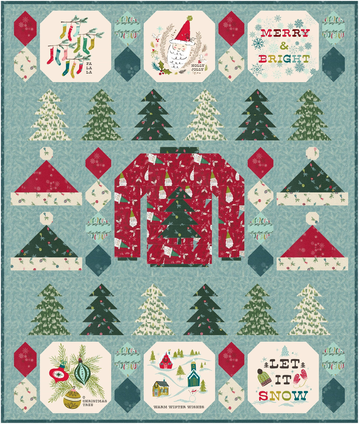 Cozy Wonderland Santa Natural White Cream by Fancy That Design House for Moda Retro Vintage Christmas Holiday Cotton Quilting Fabric by yard