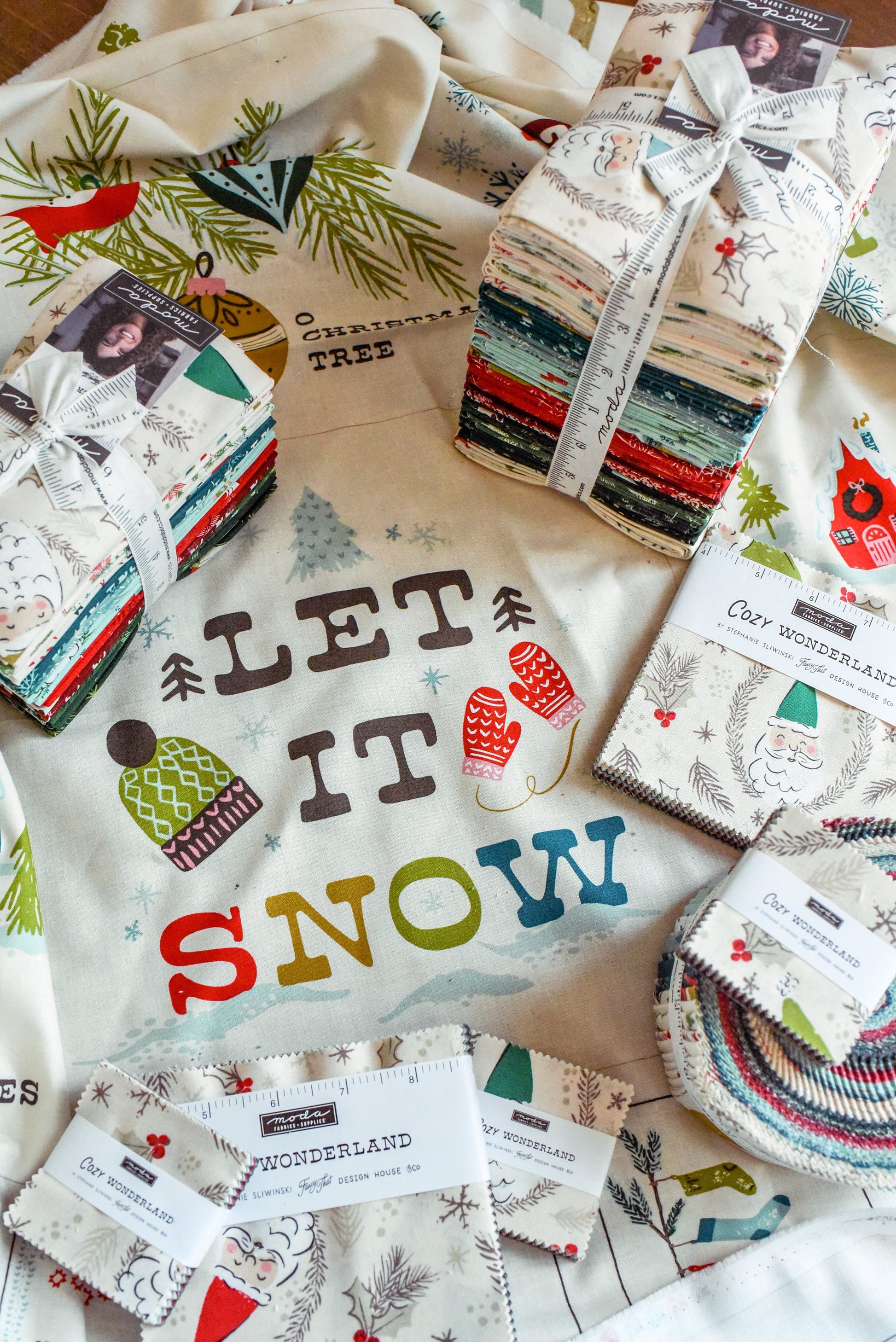 Cozy Wonderland Santa Natural White Cream by Fancy That Design House for Moda Retro Vintage Christmas Holiday Cotton Quilting Fabric by yard
