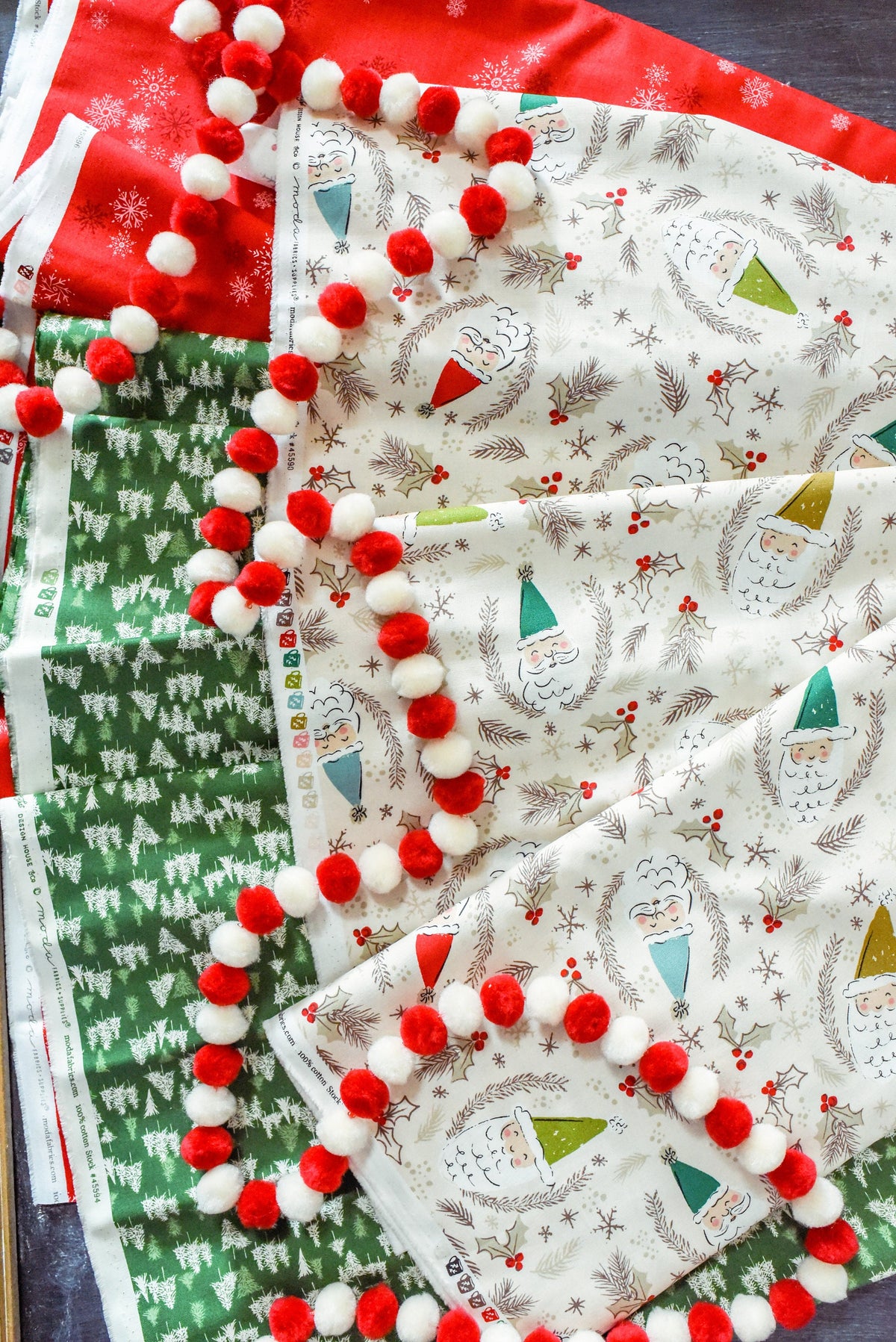Cozy Wonderland Christmas Panel Natural White Cream Red Fancy That Design House Moda Retro Vintage Holiday Cotton Quilting Fabric by yard