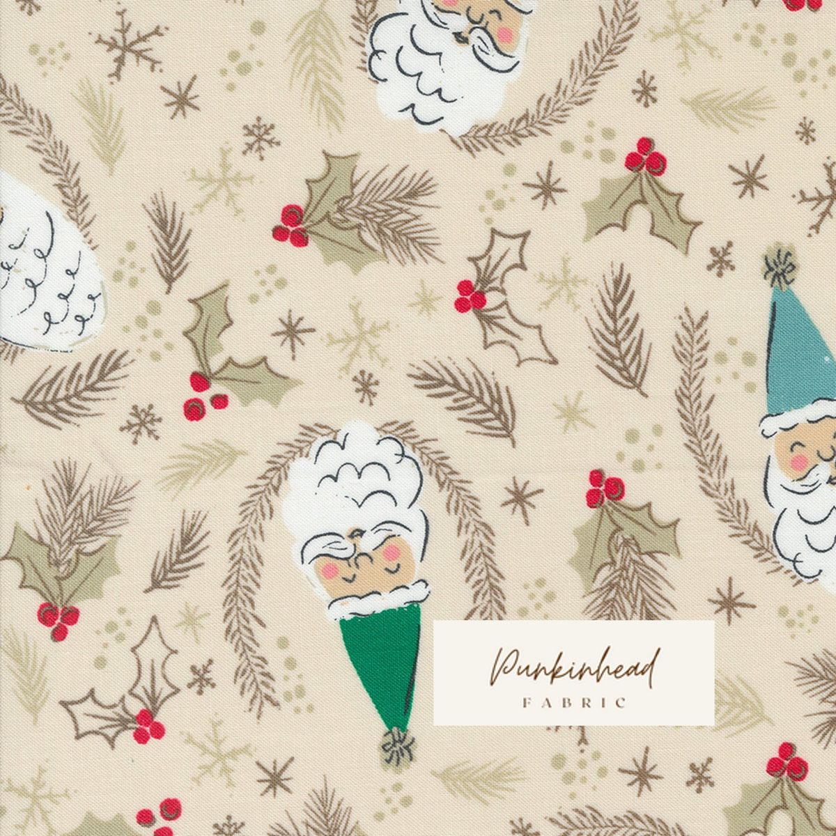 Cozy Wonderland Santa Natural White Cream by Fancy That Design House for Moda Retro Vintage Christmas Holiday Cotton Quilting Fabric by yard