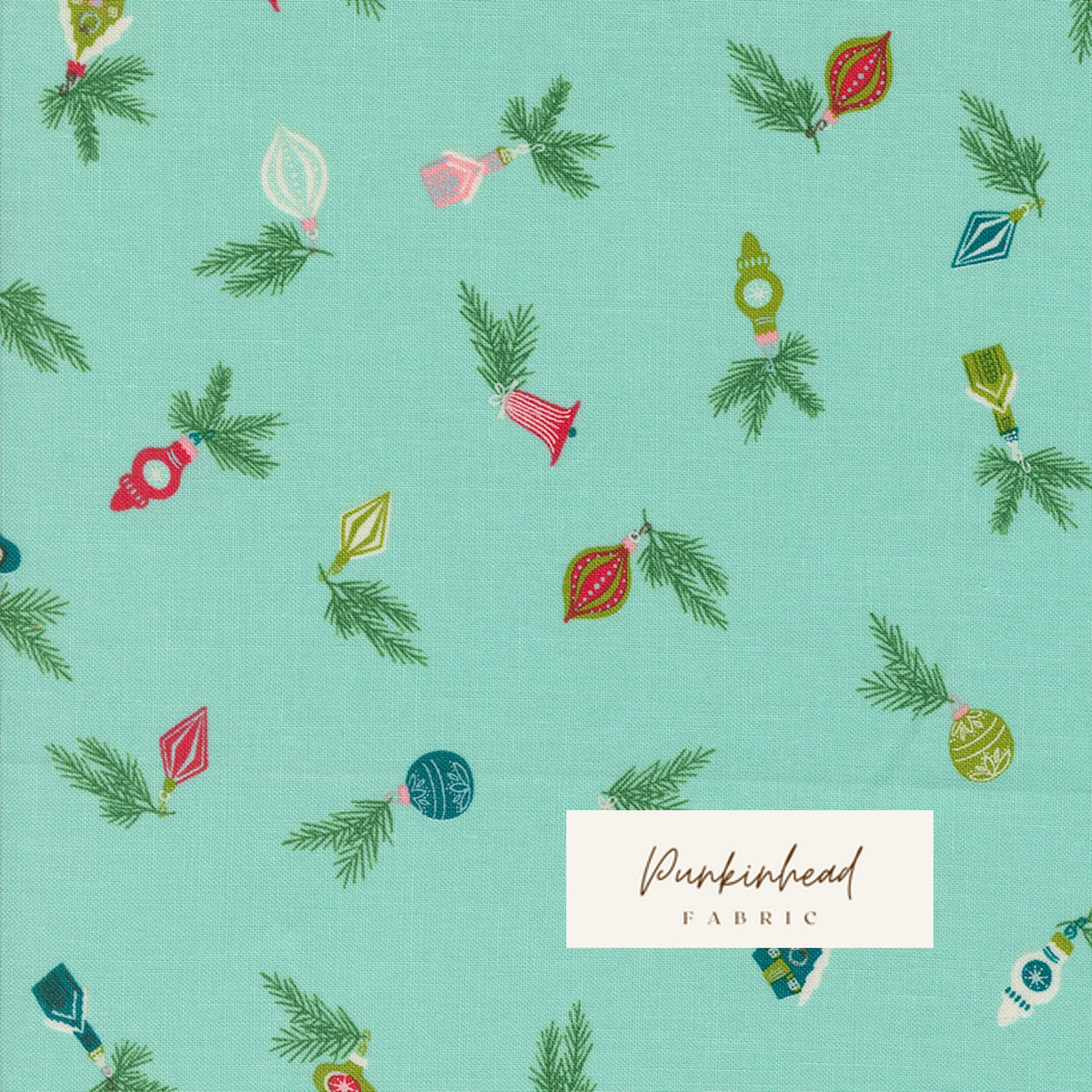 Cozy Wonderland Holly Ornaments Green Mint Aqua Fancy That Design House Moda Retro Vintage Christmas Holiday Cotton Quilting Fabric by yard