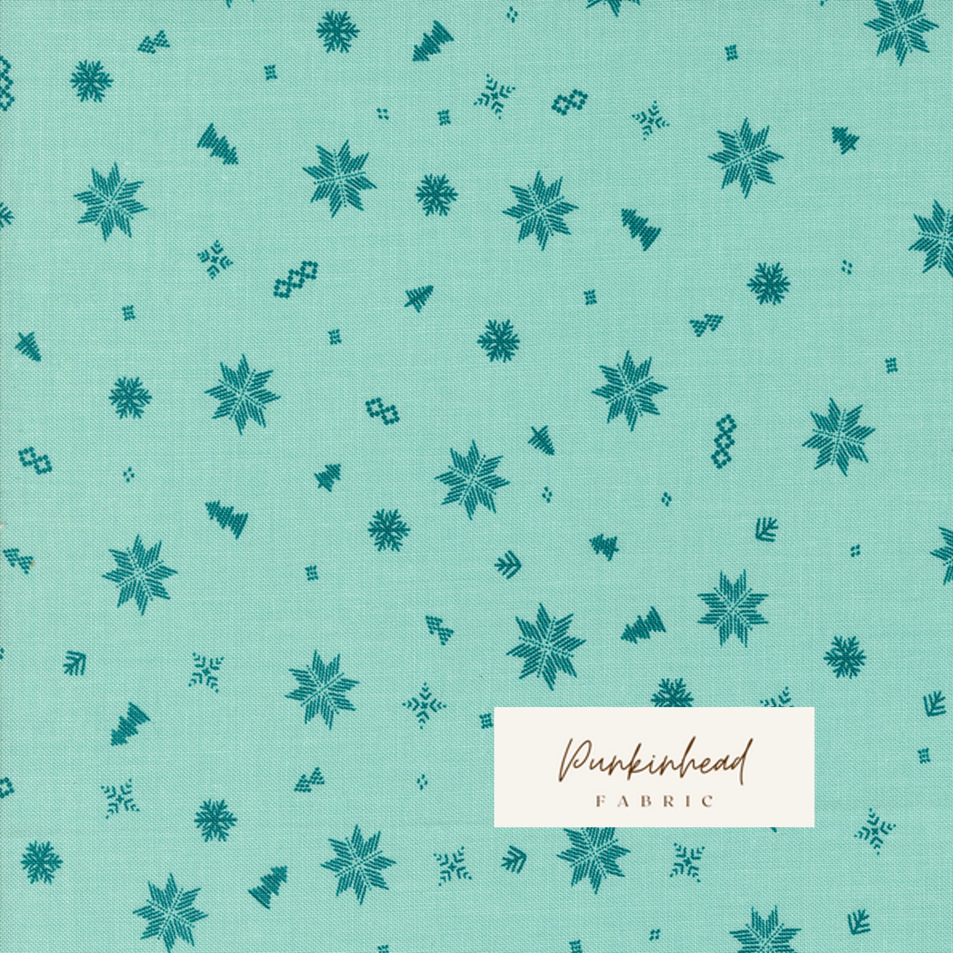 Cozy Wonderland Snowflakes Icicle Blue Aqua Teal White Fancy That Design House Moda Retro Vintage Holiday Cotton Quilting Fabric by the yard