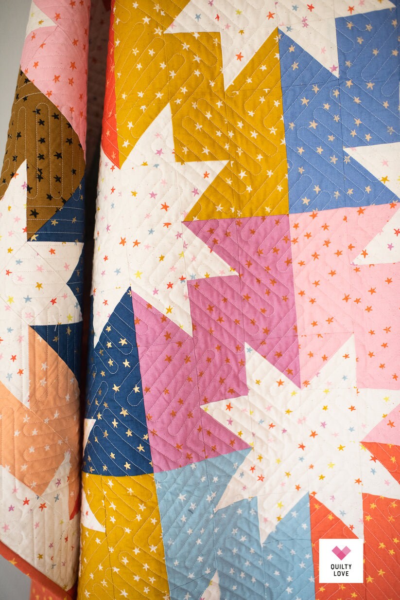 Star Pop Quilt Pattern by Emily Dennis of Quilty Love- PAPER Pattern, Scrappy Quilt Pattern, Sawtooth Star Quilt Pattern, Patchwork Quilt