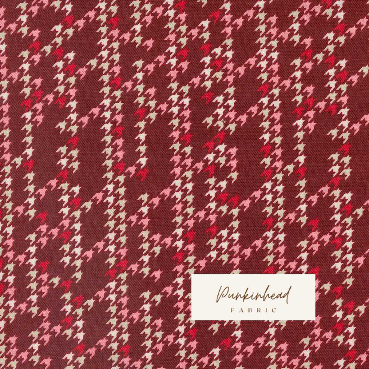 Cozy Wonderland Hounds Tooth Check Burgundy Red White Fancy That Design House Moda Retro Vintage Holiday Cotton Quilting Fabric by yard
