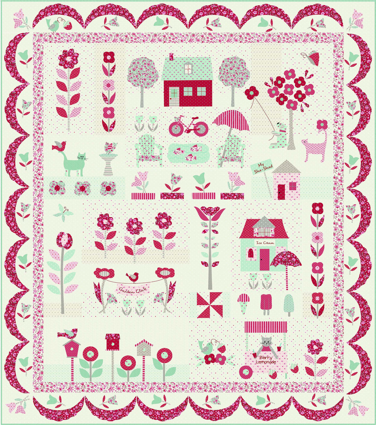 My Summer House Dots Rose Red Aqua Blue by Bunny Hill Designs Patriotic July 4th for Moda Cotton Quilting Fabric yard