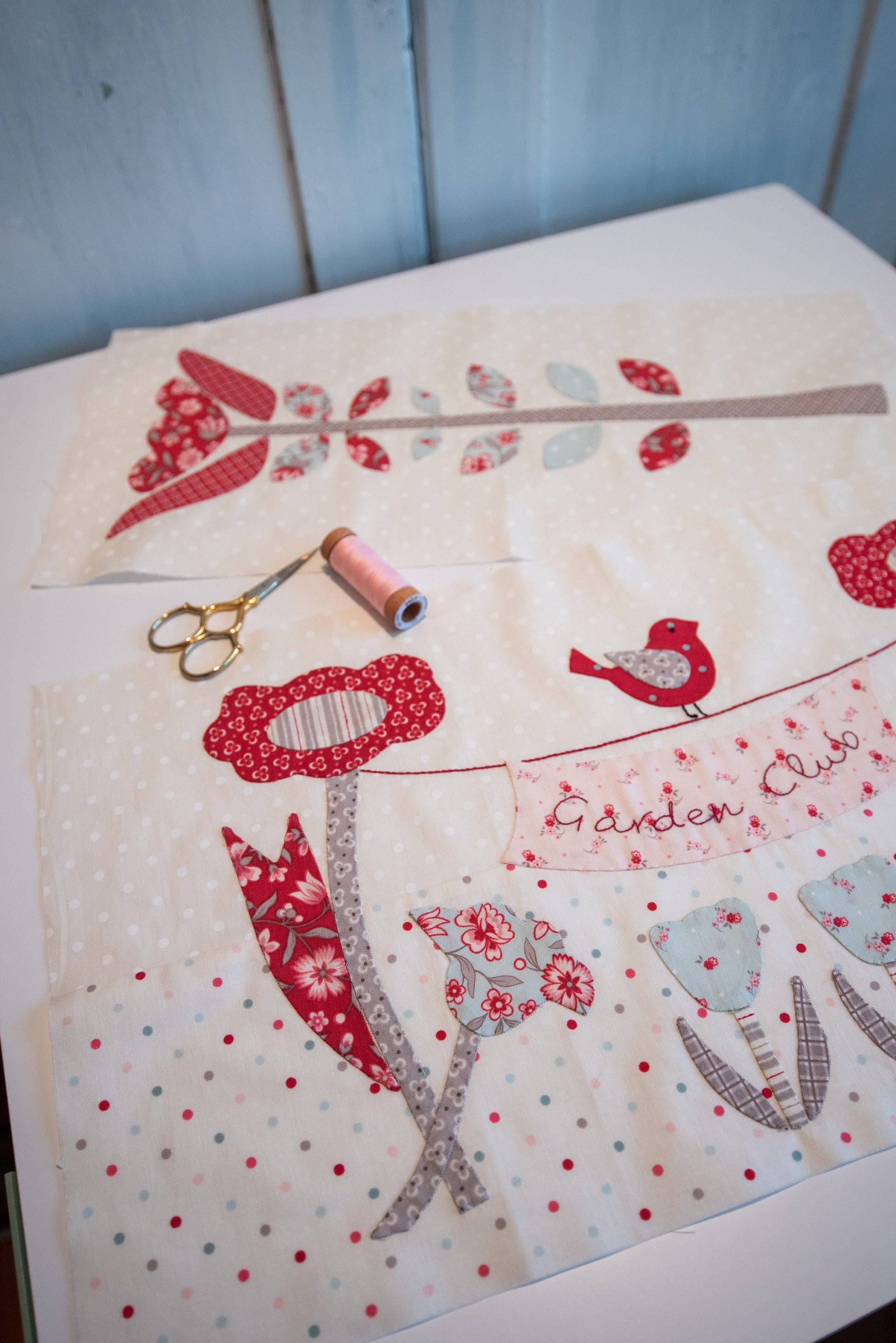 My Summer House Dots Rose Red Aqua Blue by Bunny Hill Designs Patriotic July 4th for Moda Cotton Quilting Fabric yard