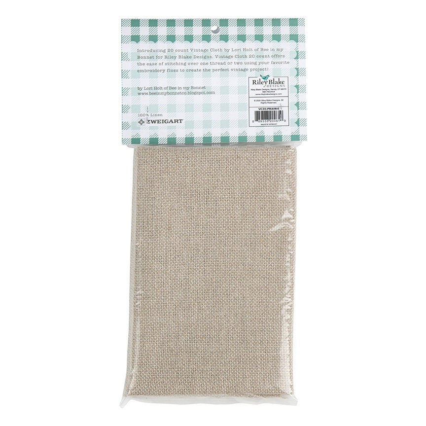 20 Count Linen in Prairie Tan Taupe Natural Zweigart Vintage Cloth by Lori Holt for Riley Blake Cotton Evenweave Cross Stitch Fabric 18x27"