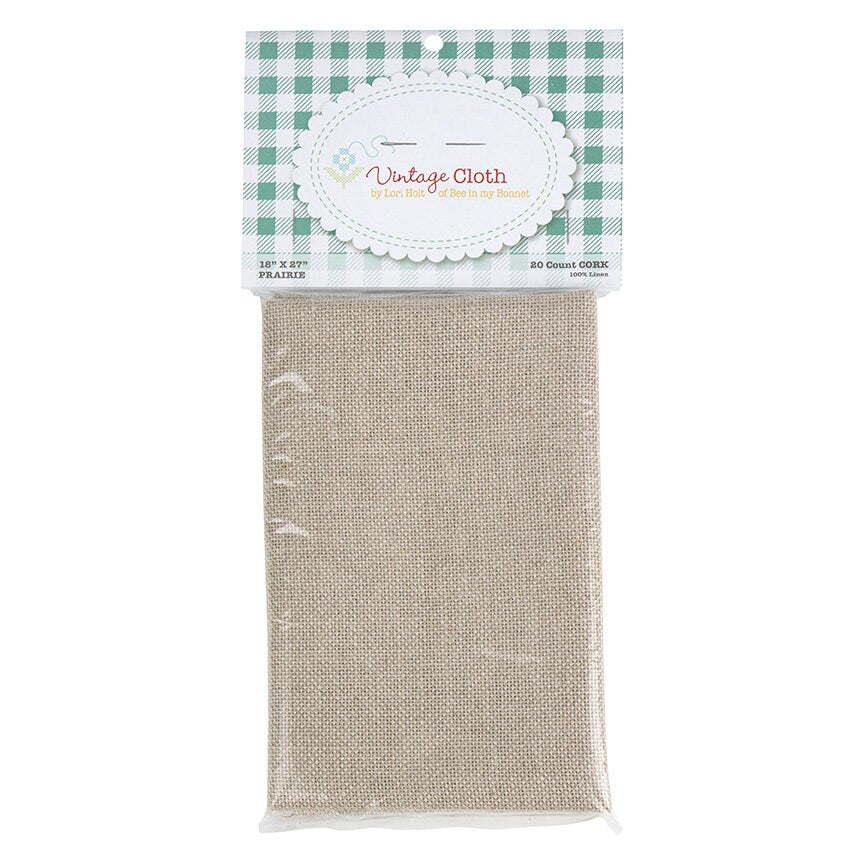 20 Count Linen in Prairie Tan Taupe Natural Zweigart Vintage Cloth by Lori Holt for Riley Blake Cotton Evenweave Cross Stitch Fabric 18x27"