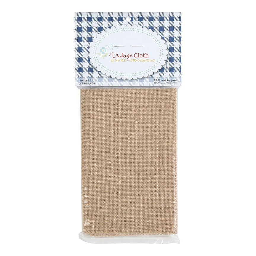 25 Count Evenweave Lugana in Heritage Tan Taupe Zweigart Vintage Cloth by Lori Holt for Riley Blake Cotton Linen Cross Stitch Fabric 18 x 27