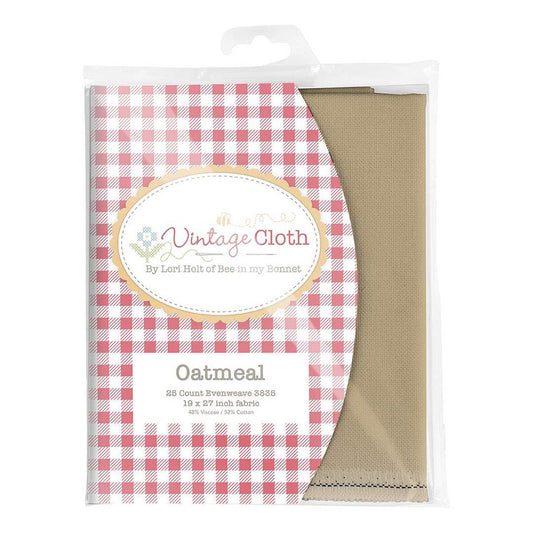 25 Count Evenweave Lugana in Oatmeal Tan Taupe Zweigart Vintage Cloth by Lori Holt for Riley Blake Cotton Linen Cross Stitch Fabric 18 x 27"