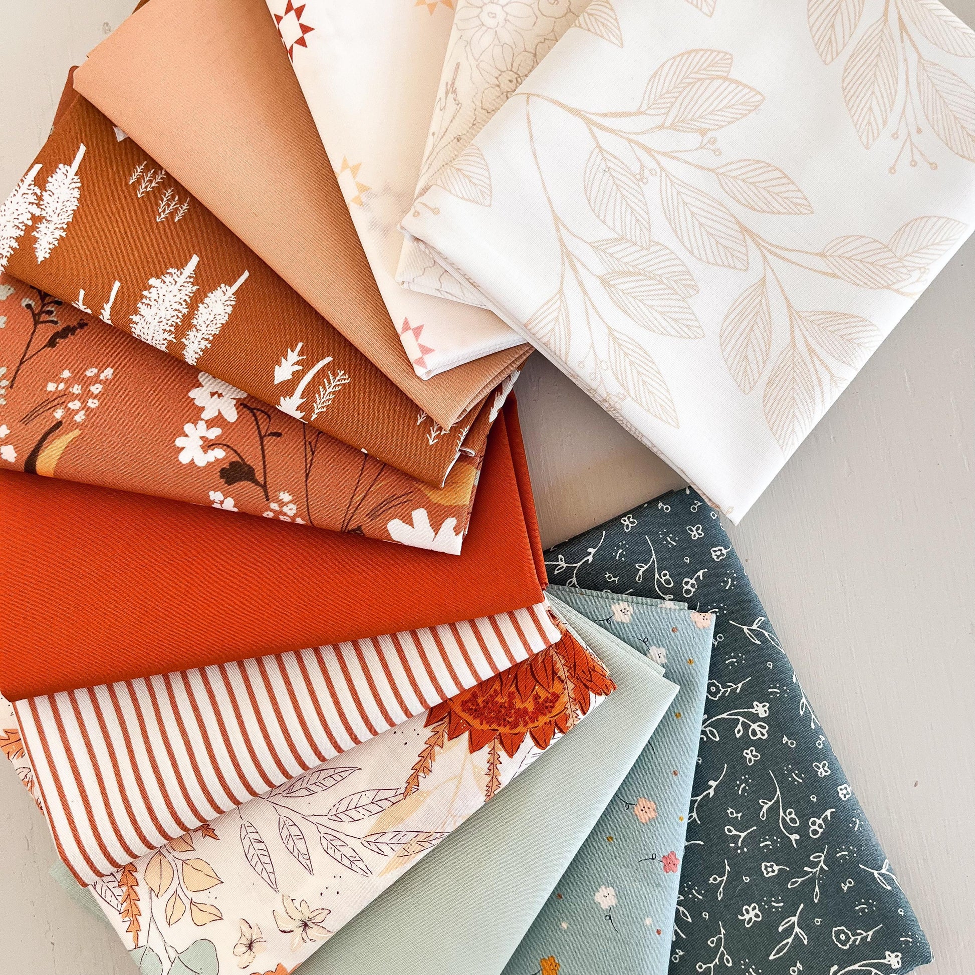 Pumpkin Spice Fall Fat Quarter Bundle by Art Gallery Fabrics, Cotton Quilting Fabric by the Half Yard Bundle Floral Fabric