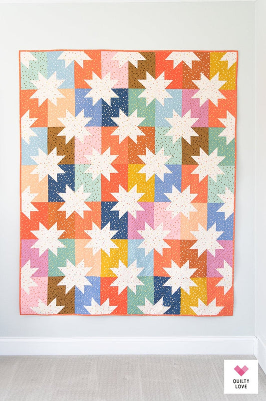 Star Pop Quilt Pattern by Emily Dennis of Quilty Love- PAPER Pattern, Scrappy Quilt Pattern, Sawtooth Star Quilt Pattern, Patchwork Quilt