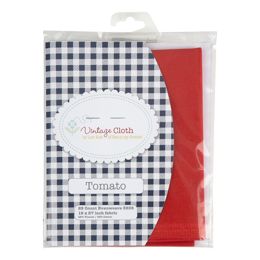 25 Count Evenweave Lugana in Tomato Red Cream Zweigart Vintage Cloth by Lori Holt for Riley Blake Cotton Linen Cross Stitch Fabric 18 x 27
