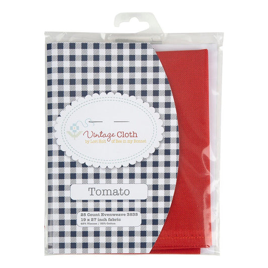 25 Count Evenweave Lugana in Tomato Red Cream Zweigart Vintage Cloth by Lori Holt for Riley Blake Cotton Linen Cross Stitch Fabric 18 x 27