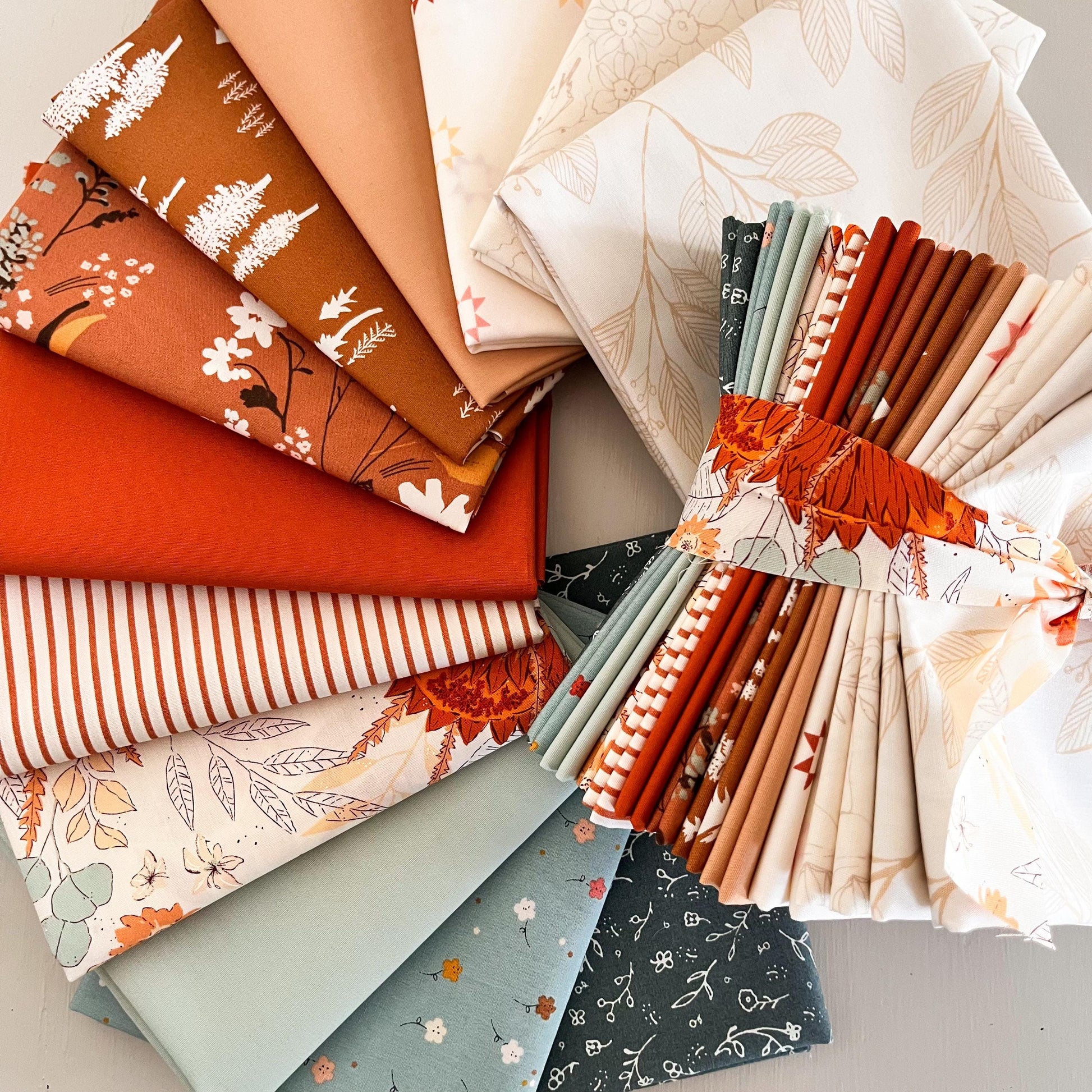 Pumpkin Spice Fall Fat Quarter Bundle by Art Gallery Fabrics, Cotton Quilting Fabric by the Half Yard Bundle Floral Fabric