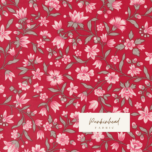 My Summer House Summer Flowers Florals Rose Red White Gray by Bunny Hill Designs Patriotic July 4th for Moda Cotton Quilting Fabric yard