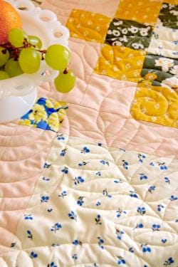 Meadown Sunny Skies from A Year in Petals by Art Gallery Fabrics Bonnie Christine Pink Yellow Floral Cotton Quilting Fabric by the Yard
