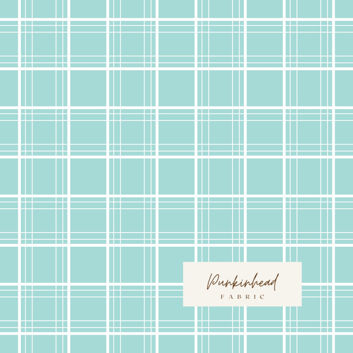 Ski Hill Ski Tracks Aqua White Plaid by Riley Blake Vintage Christmas Cotton Quilting Fabric by the Yard