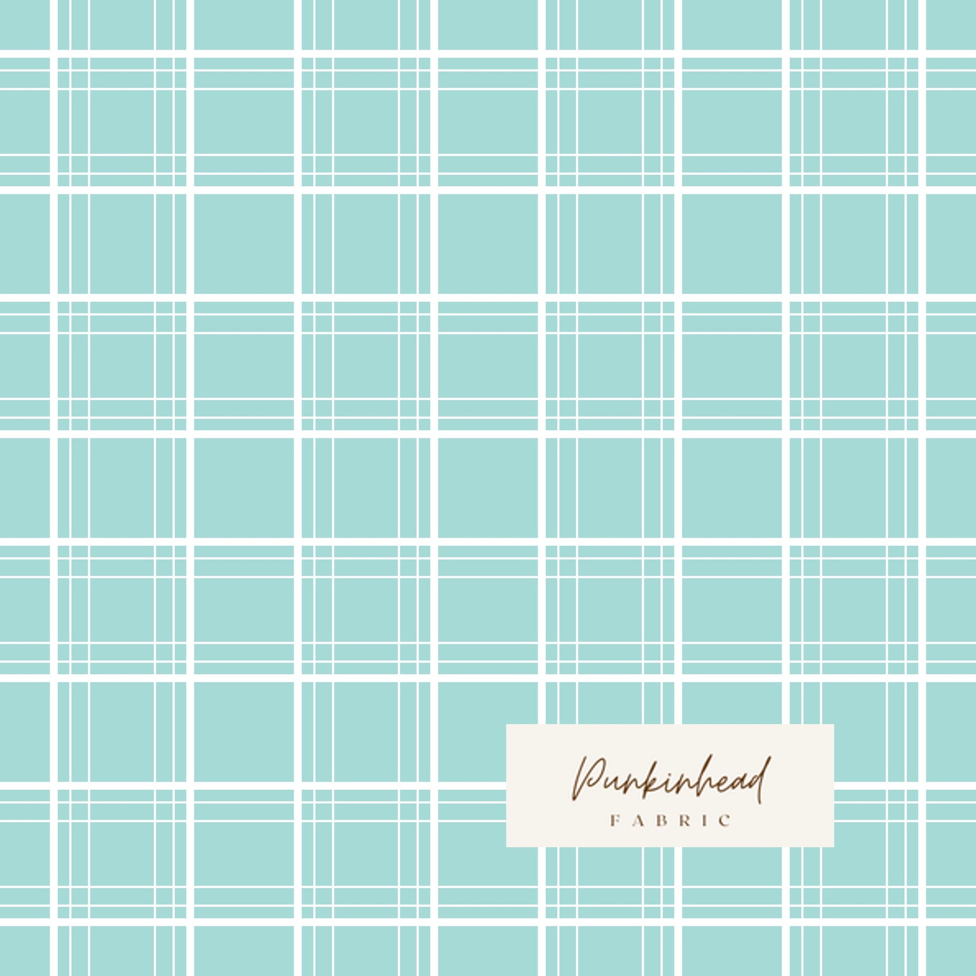 Ski Hill Ski Tracks Aqua White Plaid by Riley Blake Vintage Christmas Cotton Quilting Fabric by the Yard