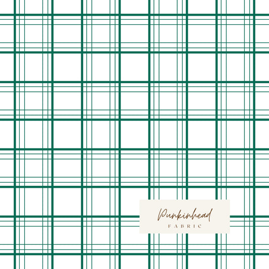 Ski Hill Ski Tracks White Green Aqua Plaid by Riley Blake Vintage Christmas Cotton Quilting Fabric by the Yard