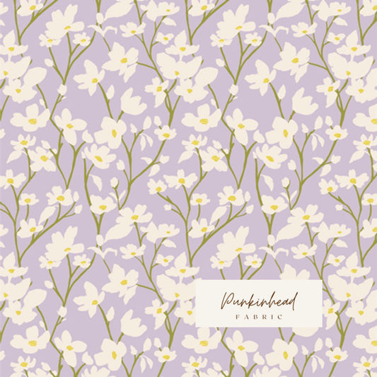 Dogwood Moonlight from Fresh Linens by Art Gallery Fabrics Blue Purple Lavender White Small Floral Girl Cotton Quilt Fabric by the Yard