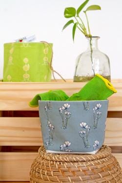 Growing Buds Shadow from Spring Equinox by Art Gallery Fabrics Blue White Gold Floral Bird Cotton Quilt Fabric by the Yard by Katie O'Shea