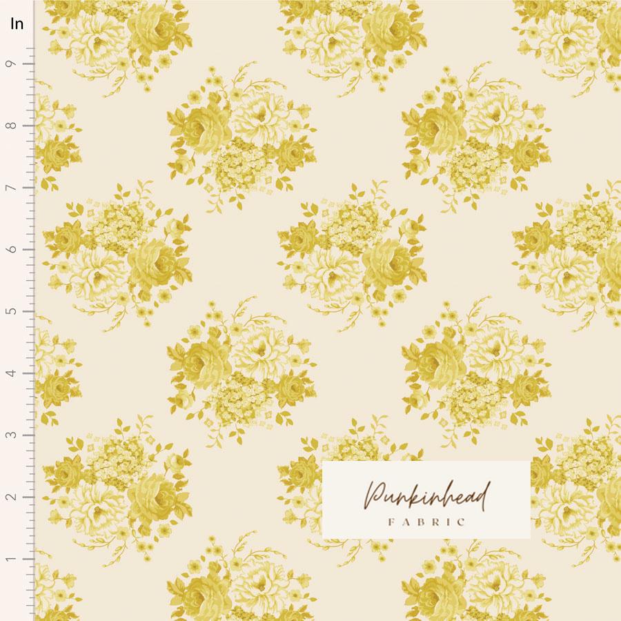 Tilda Sunday Brunch Mia Sour Yellow Gold Pink White Flower Spring Summer Floral Cotton Quilting Fabric by the Yard