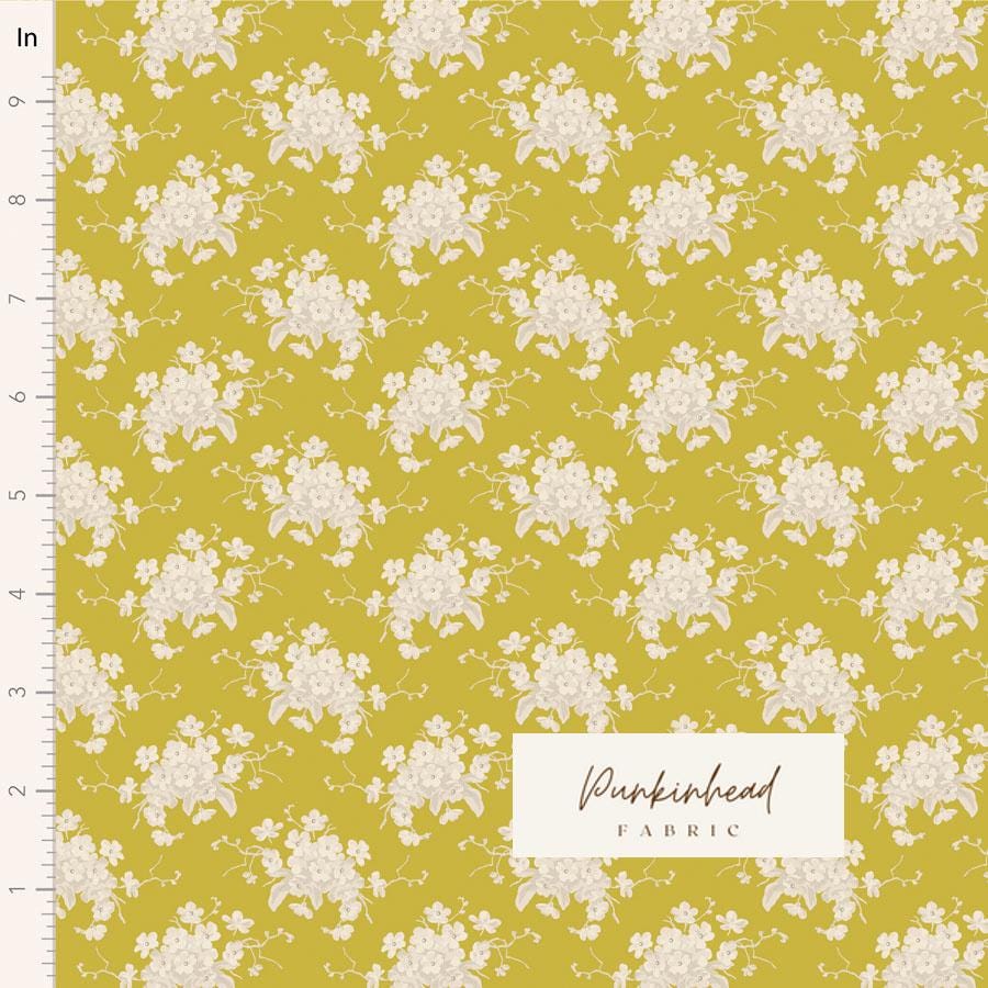 Tilda Sunday Brunch White Flower Sour Yellow Gold Pink Spring Summer Floral Cotton Quilting Fabric by the Yard