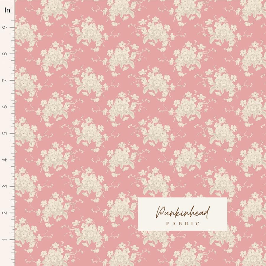 Tilda Sunday Brunch White Flower Pink Spring Summer Floral Cotton Quilting Fabric by the Yard