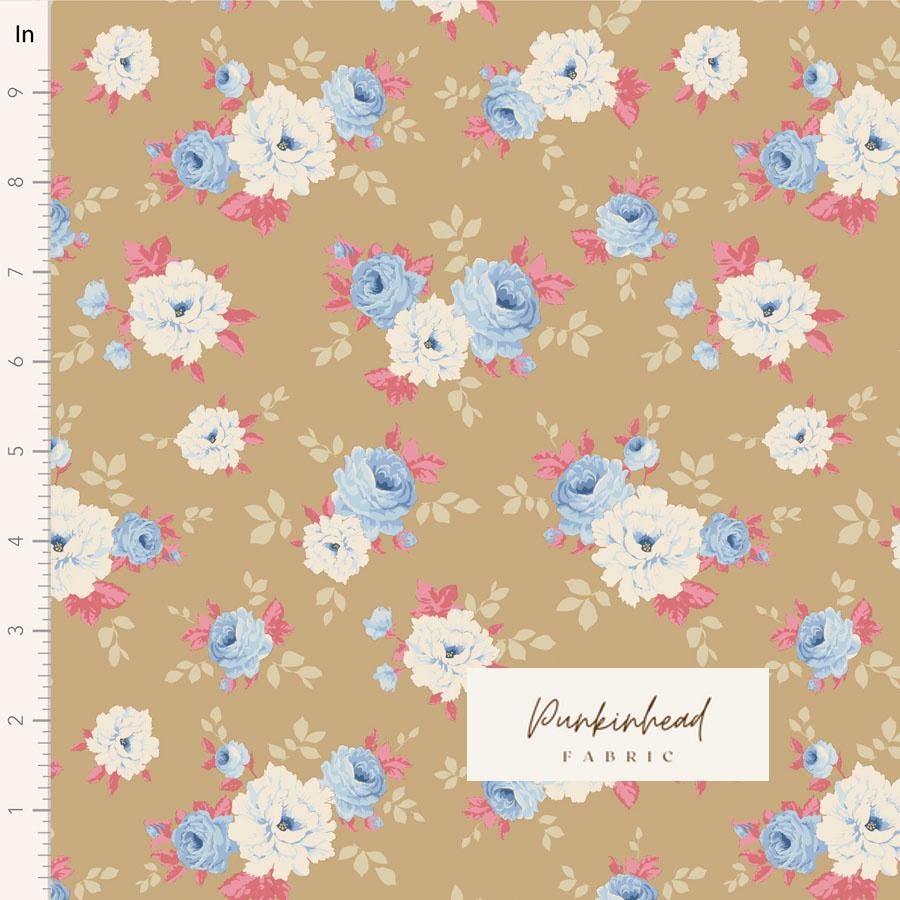 Tilda Sunday Brunch Pernille Sand Brown Beige Tan White Pink Flower Spring Summer Floral Cotton Quilting Fabric by the Yard