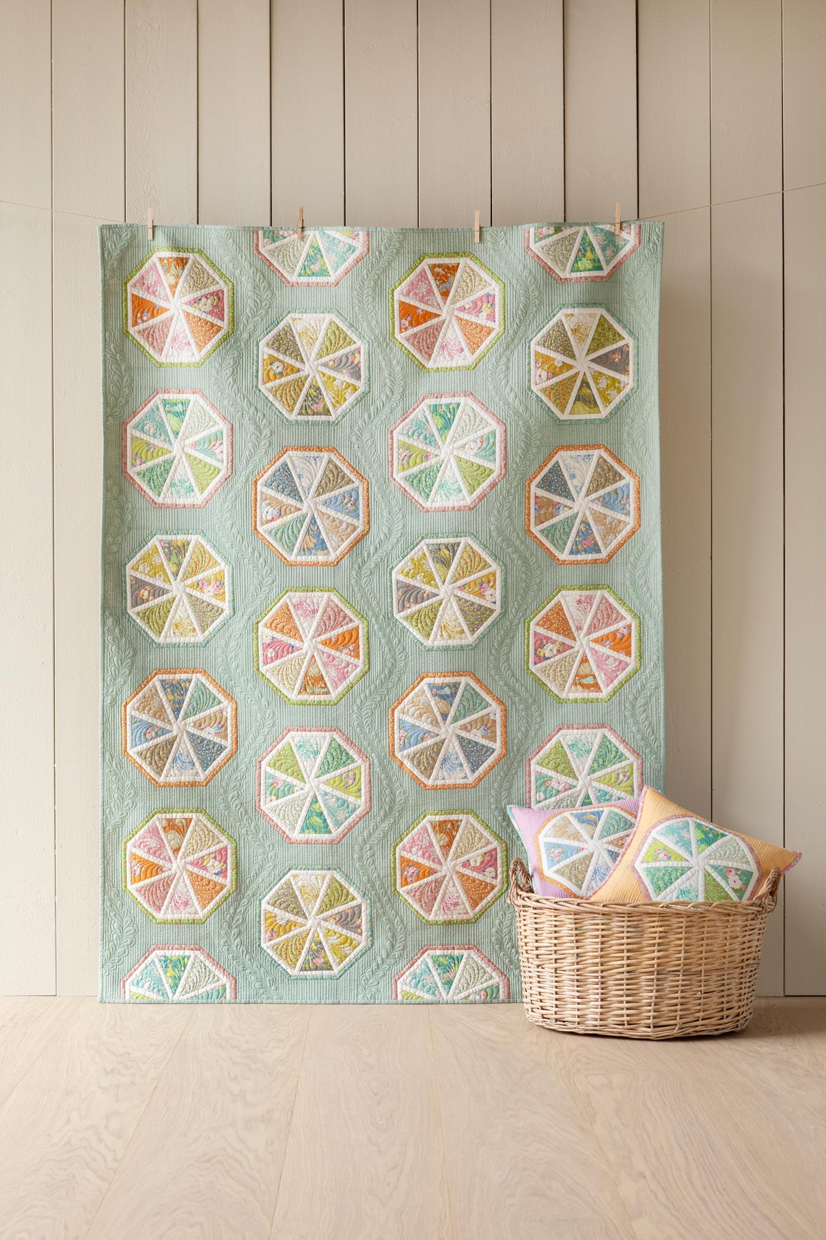 Tilda Sunday Brunch Mia White Flower Teal Blue Green Spring Summer Floral Cotton Quilting Fabric by the Yard