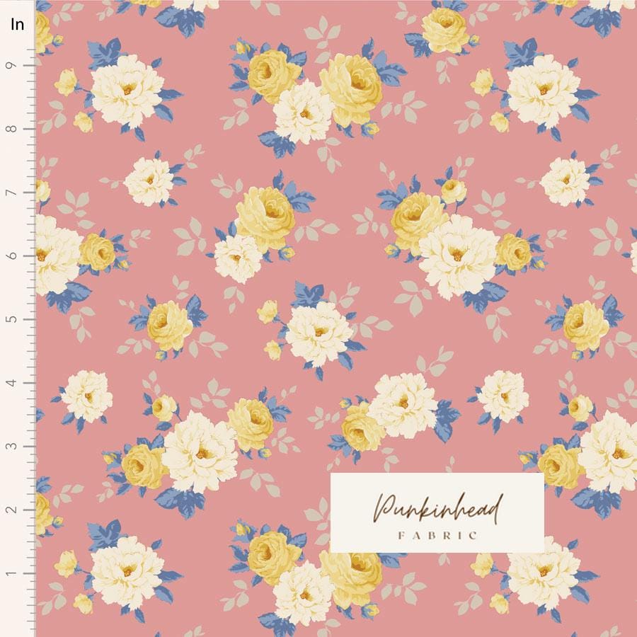 Tilda Sunday Brunch Pernille Pink White Flower Spring Summer Floral Cotton Quilting Fabric by the Yard
