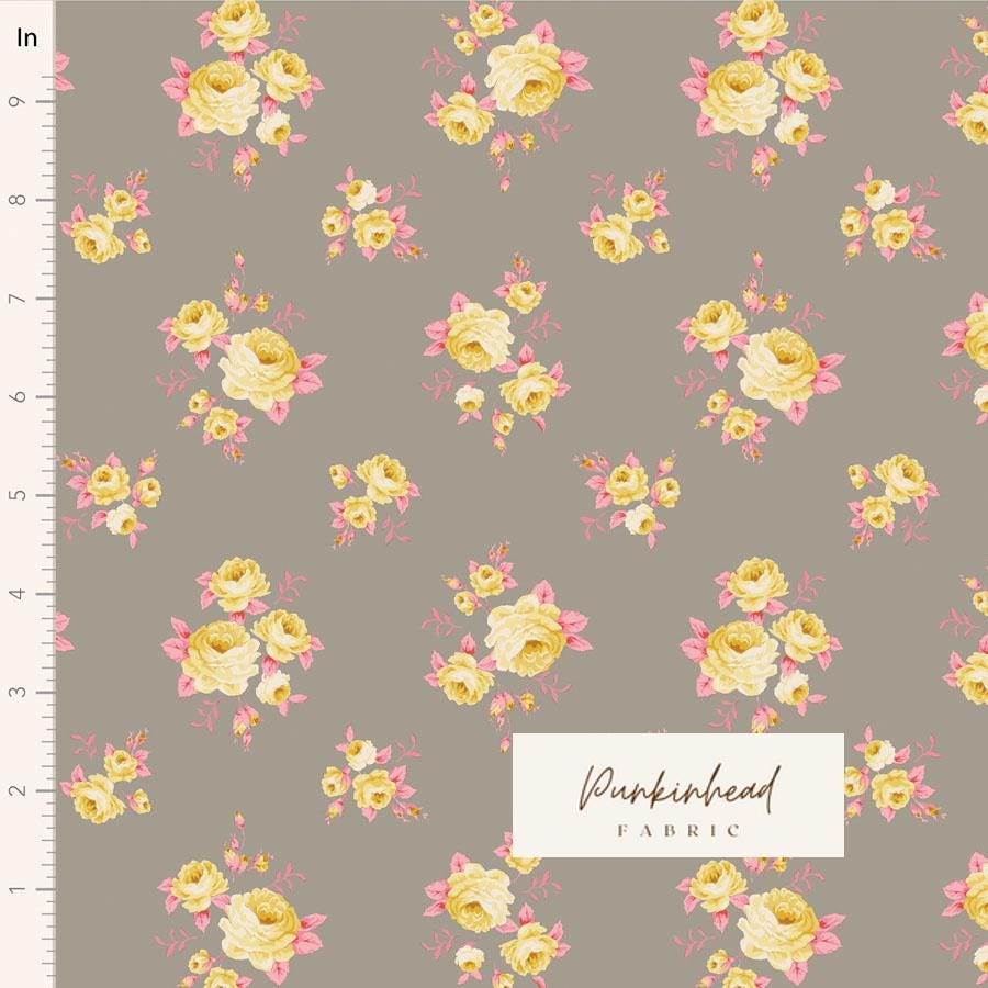 Tilda Sunday Brunch Mille Grey Gray White Pink Flower Spring Summer Floral Cotton Quilting Fabric by the Yard
