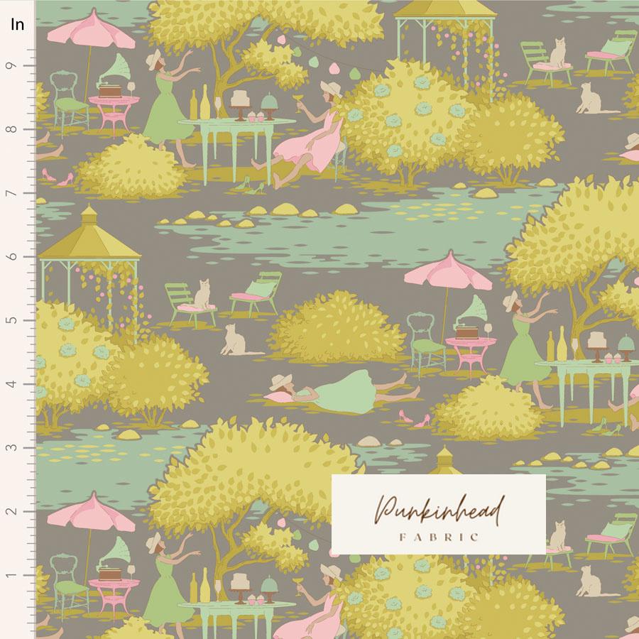 Tilda Sunday Brunch Grey Gray Yellow Gold Pink White Flower Spring Summer Floral Cotton Quilting Fabric by the Yard