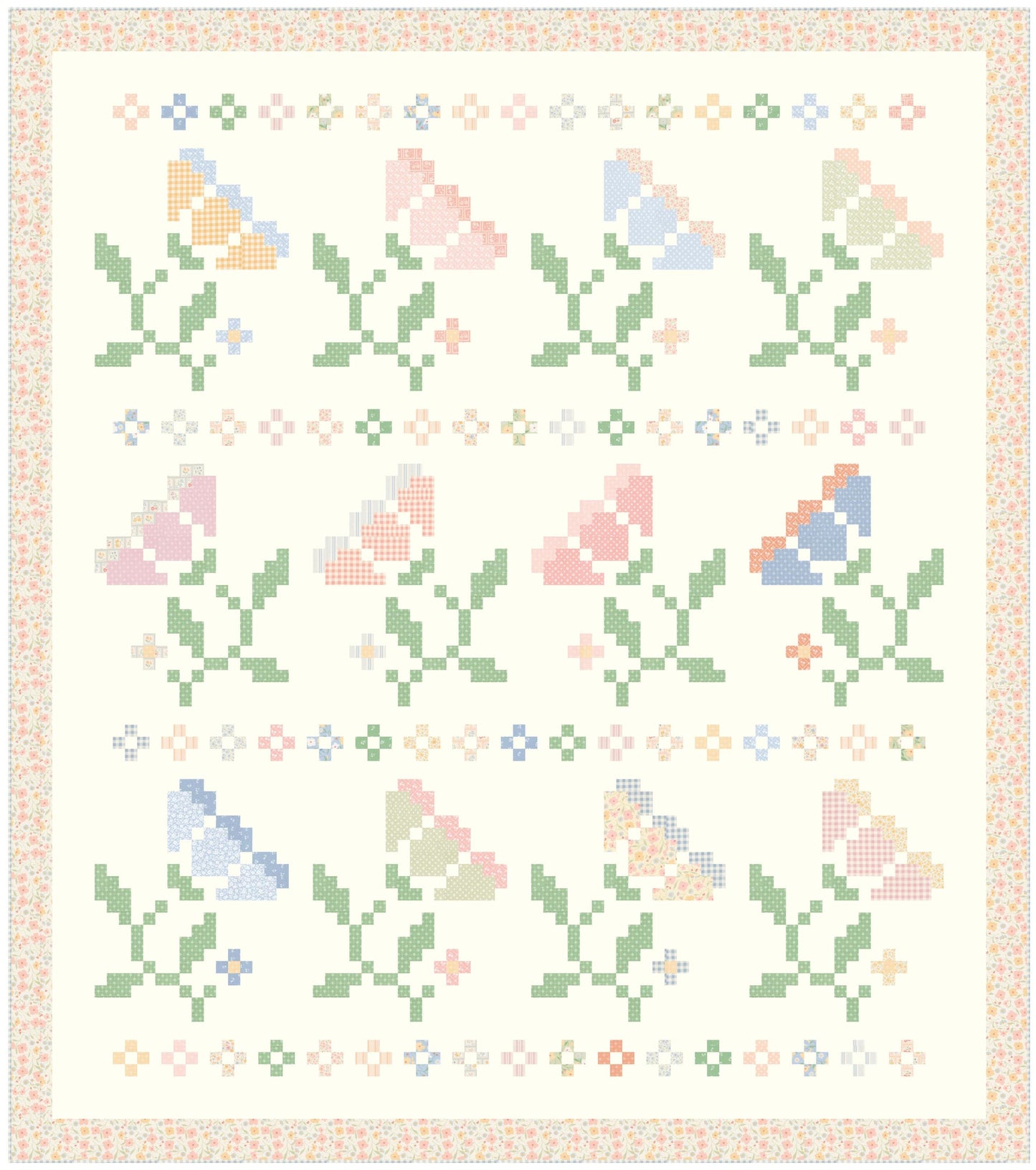 Cottage Charm Yellow White Plaid Check Gingham 31757 33 Heather Briggs My Sew Quilty Life Moda Floral Summer Spring Cotton Quilting Fabric