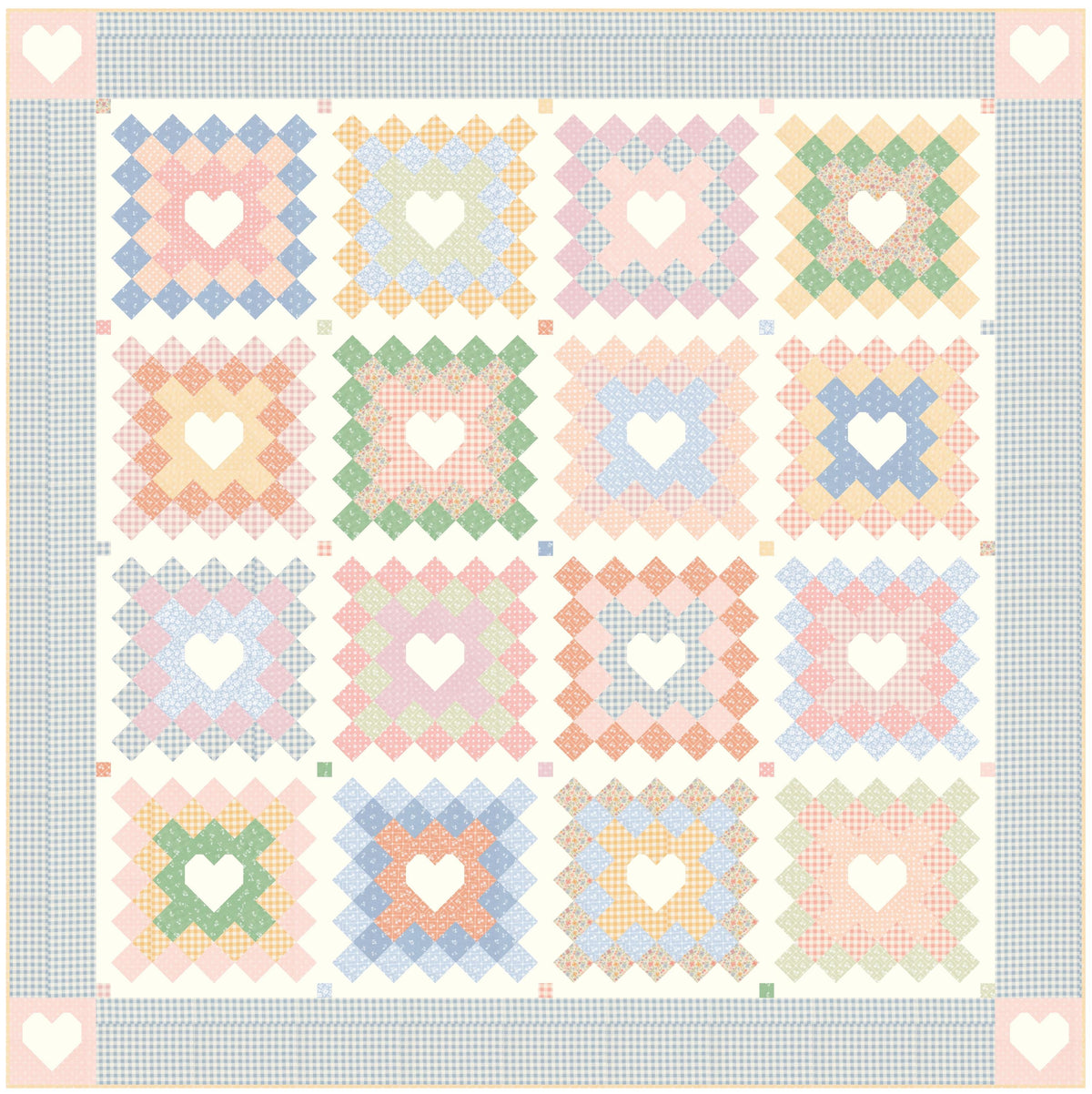 Cottage Charm Koral Kicks Peach Pink Sweet Flower Stamp Heather Briggs My Sew Quilty Life Moda Floral Summer Spring Cotton Quilting Fabric