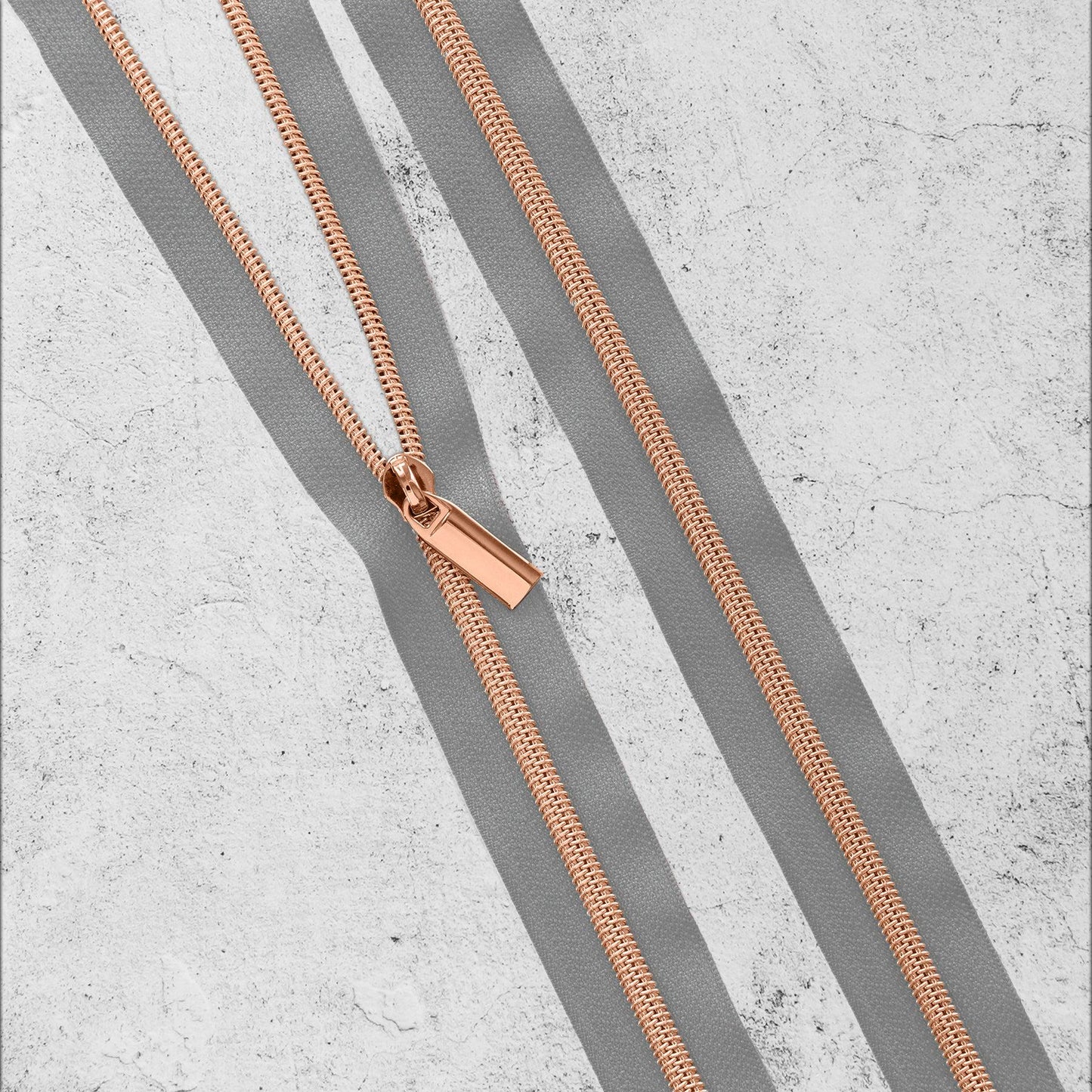Grey Gray & Rose Gold Brass Bronze Zipper By The Yard + Pulls from Sallie Tomato - 3 Yards, Size #5, 9 Pulls INCLUDED