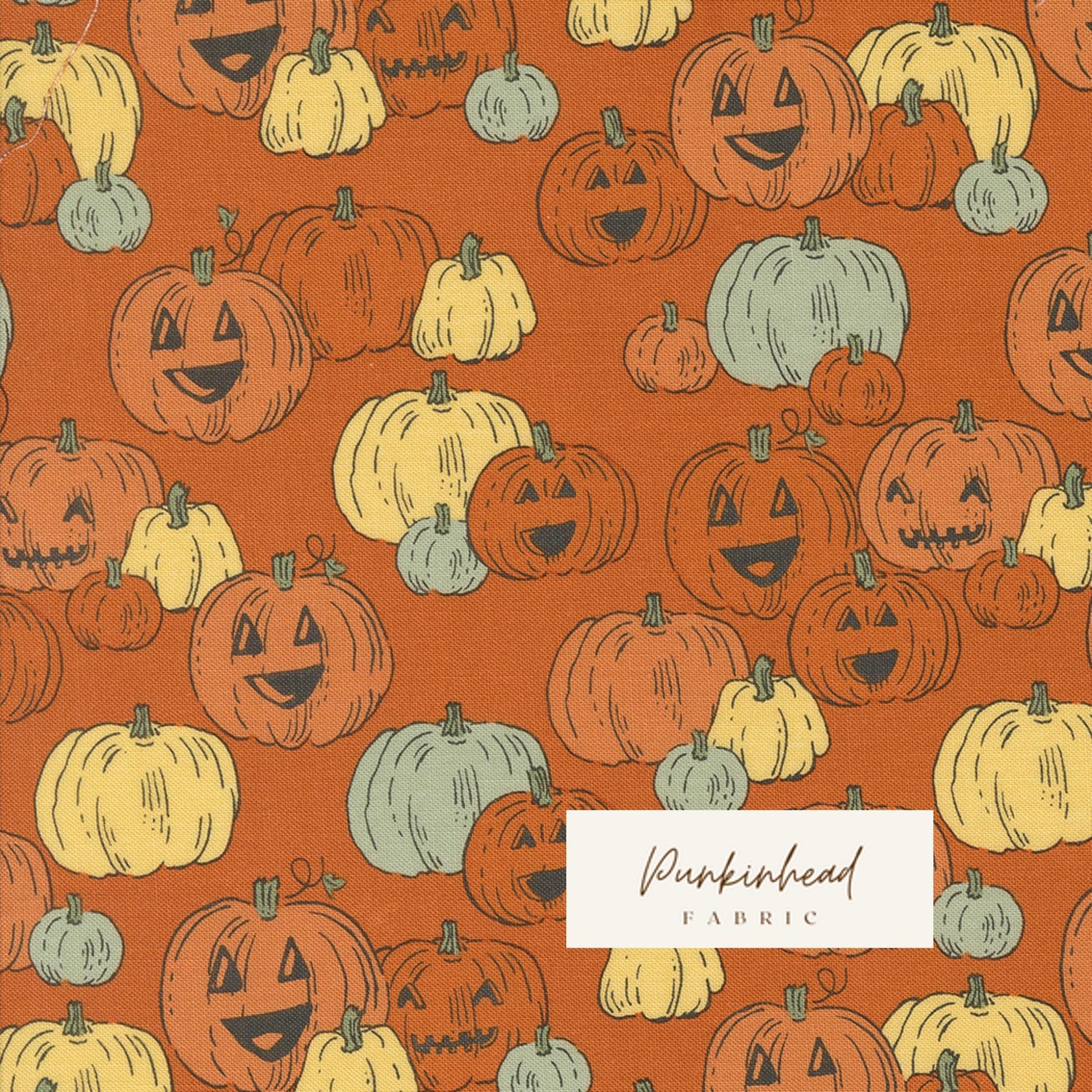 Home Sweet Haunt Pumpkins Rust Orange Brown Halloween Fall Cotton Quilting Fabric by Stacy Iest Hsu for Moda