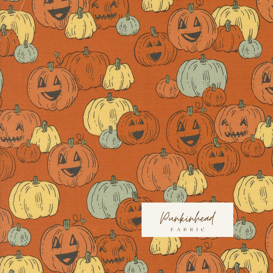 Home Sweet Haunt Pumpkins Rust Orange Brown Halloween Fall Cotton Quilting Fabric by Stacy Iest Hsu for Moda