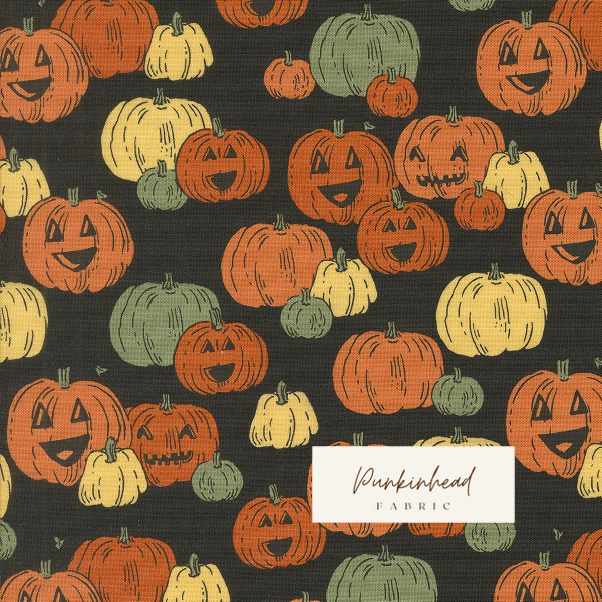 Home Sweet Haunt Pumpkins Midnight Gray Black Halloween Fall Cotton Quilting Fabric by Stacy Iest Hsu for Moda