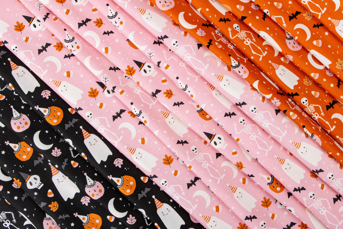 Hey Pumpkin Trick or Treat Orange Halloween Fall Cotton Quilting Fabric by My Minds Eye for Riley Blake Quilt Fabric by the yard