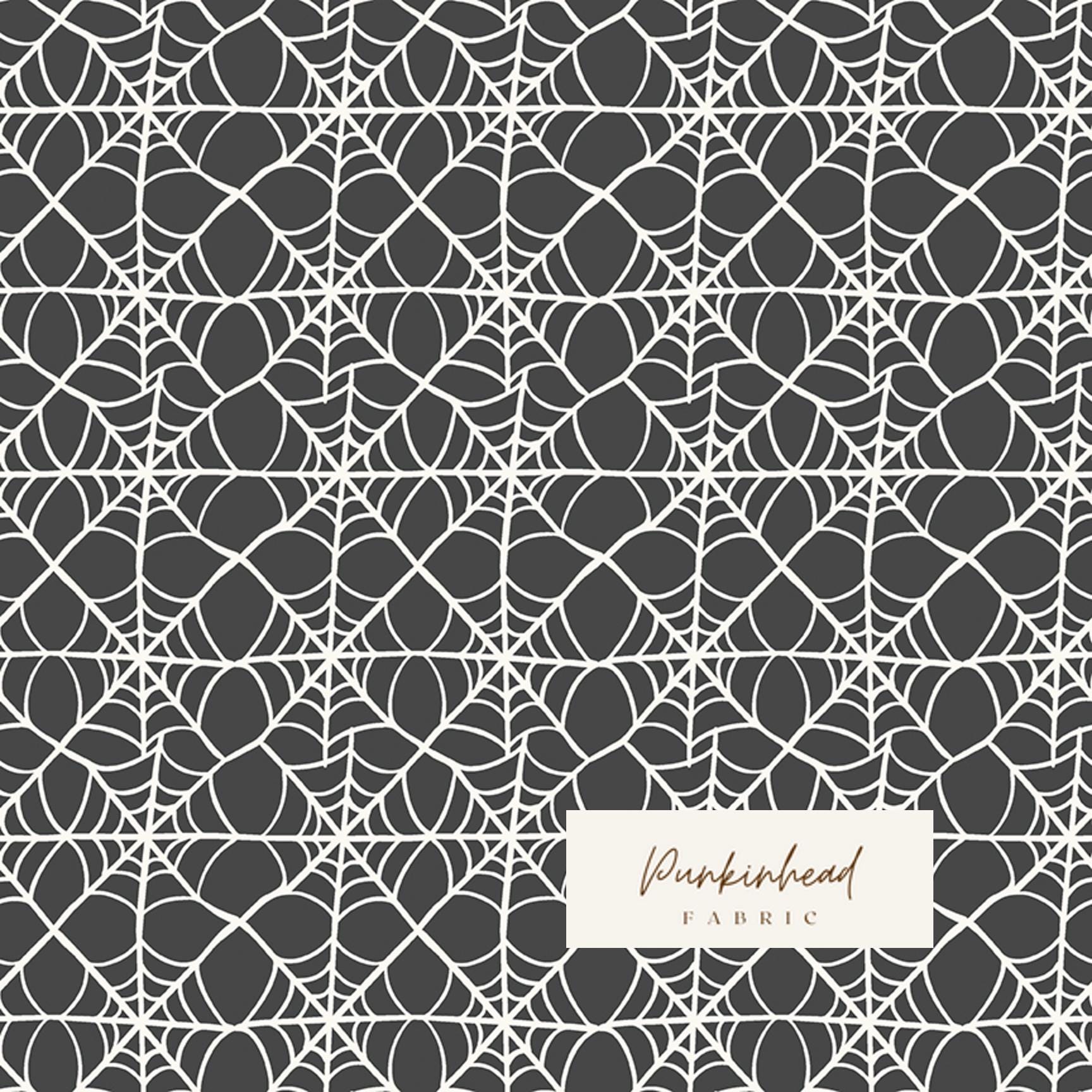 Hey Pumpkin Spiderwebs Charcoal Halloween Fall Cotton Quilting Fabric by My Minds Eye for Riley Blake Quilt Fabric by the yard