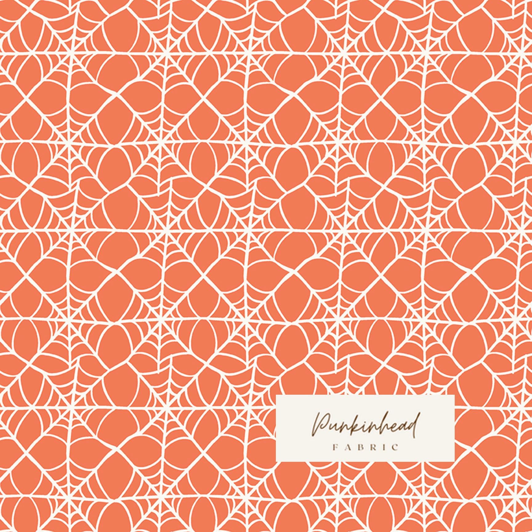 Hey Pumpkin Spider Webs Orange Halloween Fall Cotton Quilting Fabric by My Minds Eye for Riley Blake Quilt Fabric by the yard