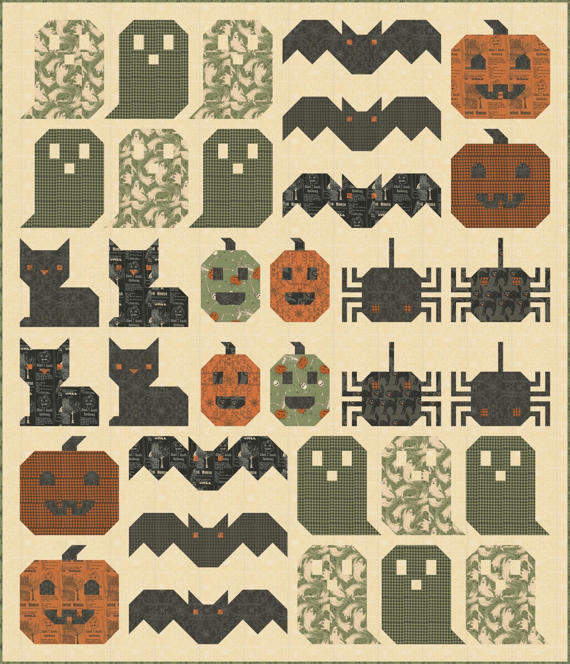 Home Sweet Haunt Pumpkins Rust Orange Brown Halloween Fall Cotton Quilting Fabric by Stacy Iest Hsu for Moda