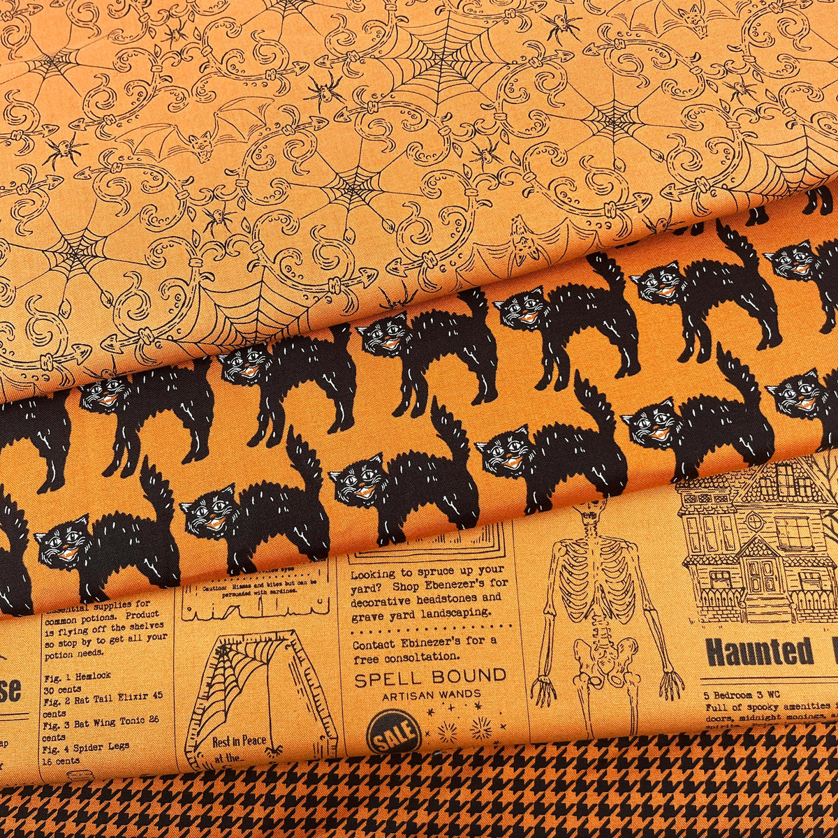 Home Sweet Haunt Pumpkins Rust Orange Brown Halloween Fall Cotton Quilting Fabric by Stacy Iest Hsu for Moda