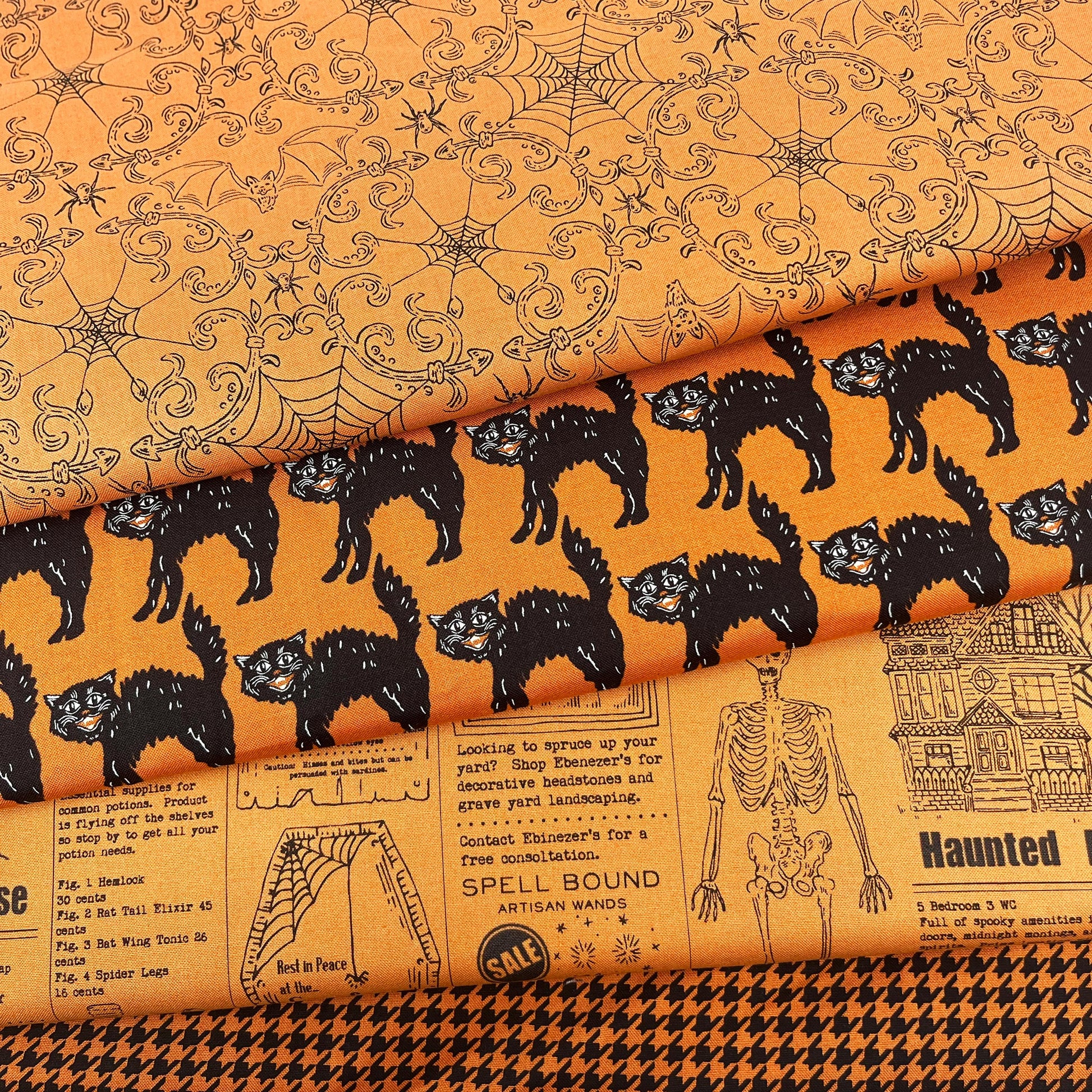 Home Sweet Haunt Pumpkins Rust Orange Brown Halloween Fall Cotton Quilting Fabric by Stacy Iest Hsu for Moda
