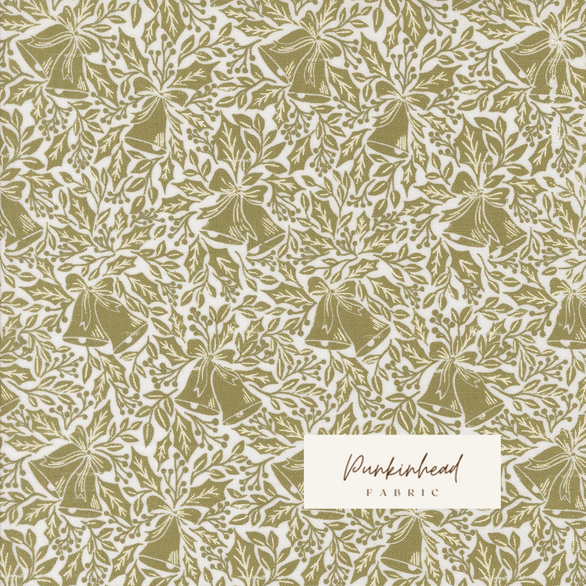 Berry and Pine Christmas Bells Bell Song Sage Green White by Lella Boutique for Moda Cotton Quilting Fabric Holiday Fabric by the yard