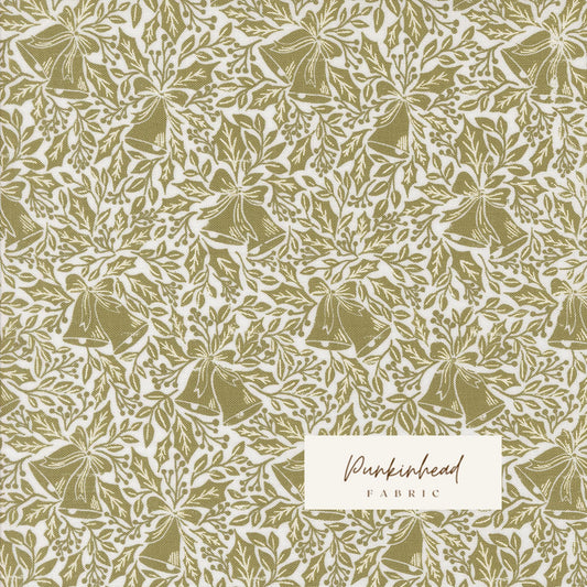 Berry and Pine Christmas Bells Bell Song Sage Green White by Lella Boutique for Moda Cotton Quilting Fabric Holiday Fabric by the yard
