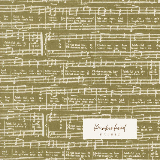 Berry and Pine O Christmas Tree Text Words Music Notes Sage White Gray by Lella Boutique Moda Cotton Quilting Fabric Holiday Fabric by yard